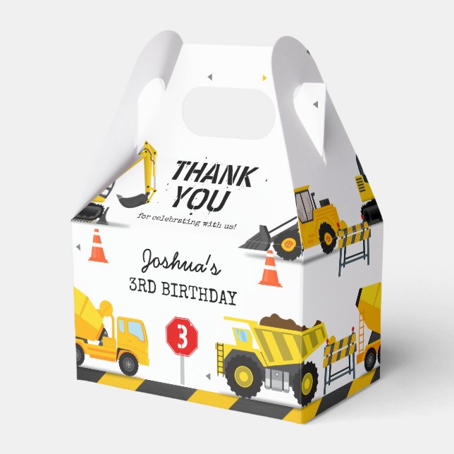 Construction Kids Any Age Birthday Party Favour Box (Front Side)
