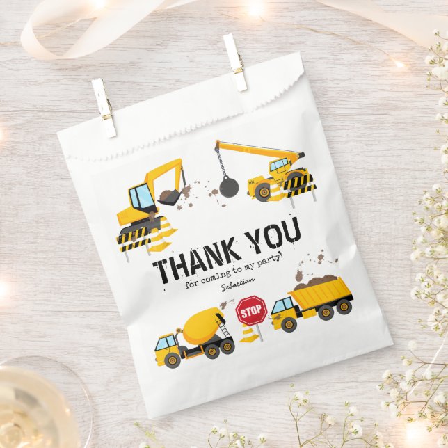 Construction Kids Birthday Party Thank You Favour Bags (Clipped)