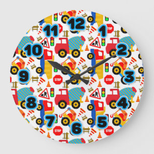 Construction Kids Round (Large) Wall Clock