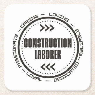 Construction Labourer Square Paper Coaster