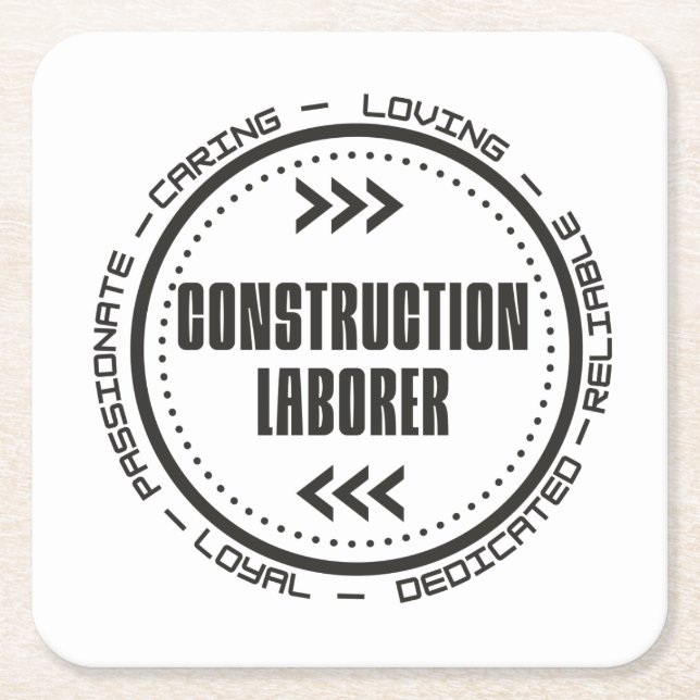 Construction Labourer Square Paper Coaster (Front)