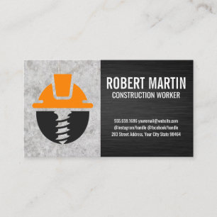 Construction Logo Blue Collar Contractor Appointment Card