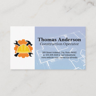 Construction Logo Blueprints Business Card