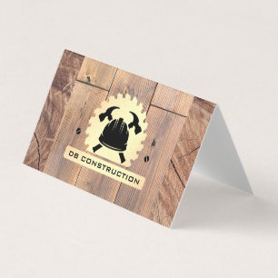 Construction Logo Saw Wood Metal Business Card