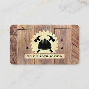 Construction Logo Saw Wood Metal Business Card