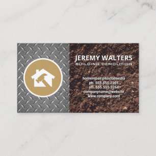 Construction Logo   Soil Metallic Industrial Business Card