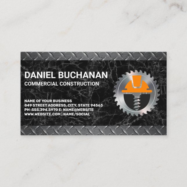 Construction Logo | Steel Business Card (Front)