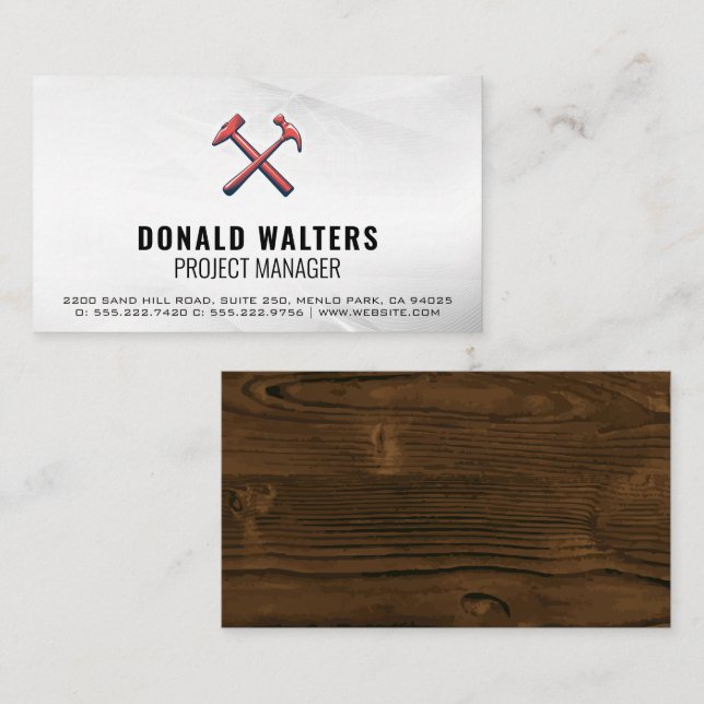 Construction Logo | Wood Business Card (Front/Back)