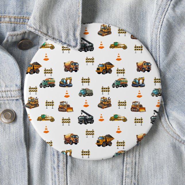 Construction machinery  6 cm round badge (In Situ)
