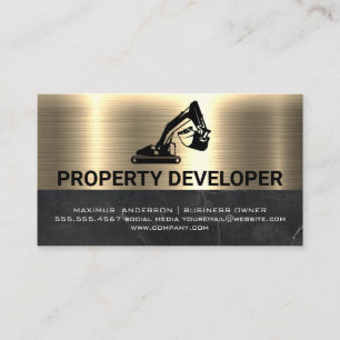 Construction Machinery   Metallic Gold  Business Card