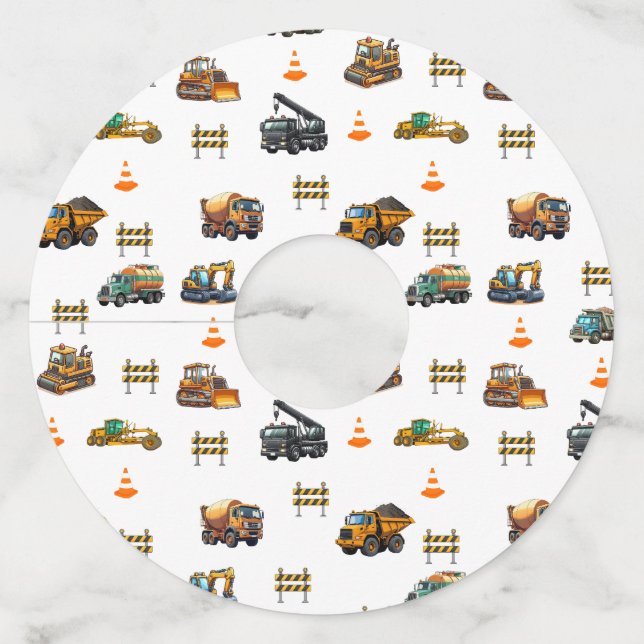 Construction machinery  wine glass tag (Front)