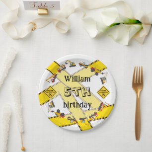 Construction Machines Equipment Birthday Party Paper Plate