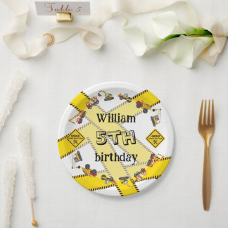Construction Machines Equipment Birthday Party Paper Plate