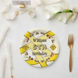 Construction Machines Equipment Birthday Party Paper Plate
