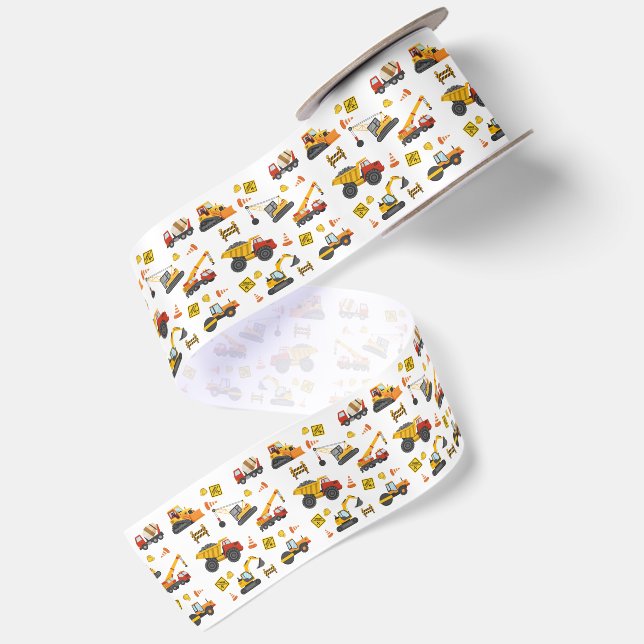 Construction Machines Theme Satin Ribbon (Front+Back)