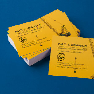 Construction Management   Sunset Crane Minimal Business Card