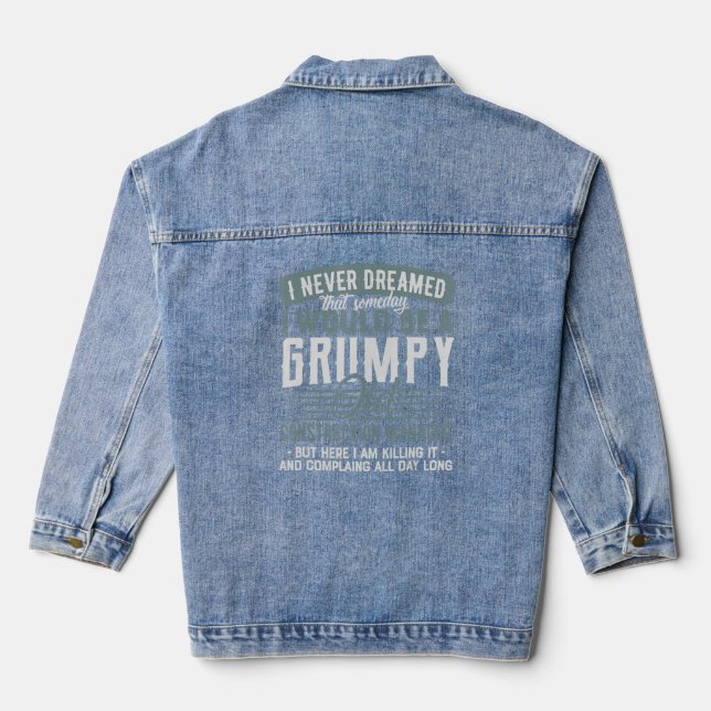 Construction Manager Grumpy And Old  Denim Jacket (Back)