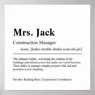 Construction Manager Personalized Gift Poster