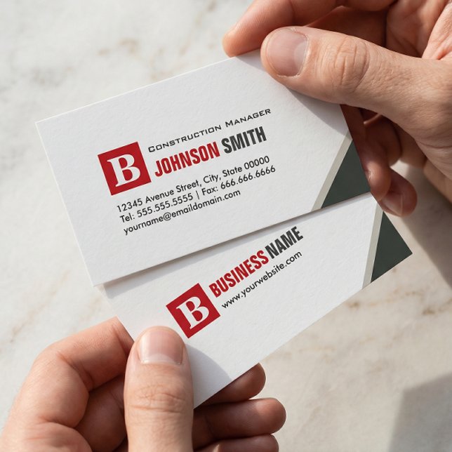 Construction Manager - Simple Chic Red Business Card (Creator Uploaded)