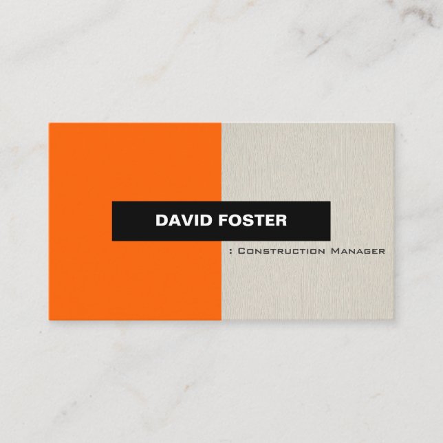 Construction Manager - Simple Elegant Stylish Business Card (Front)