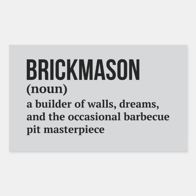 Construction Mason Definition Rectangular Sticker (Front)
