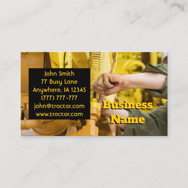 Construction Mechanic Business Card (Front)