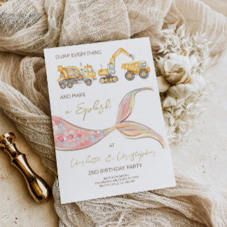 Construction Mermaid Joint Theme Invitation
