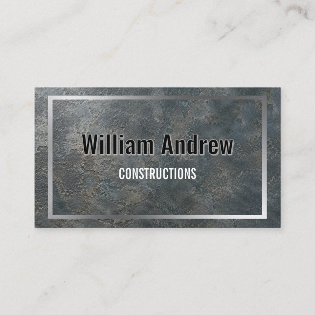 Construction Metal Border Business Card (Front)