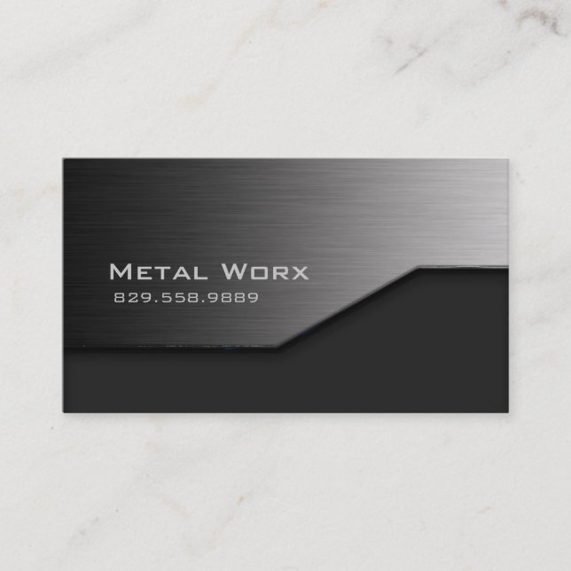 Construction Metal Business Card Angle Edge Grey (Front)