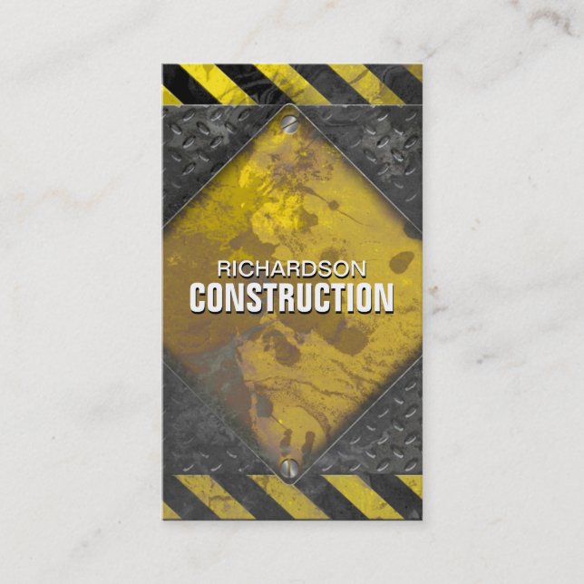 Construction Metal Business Card Black Yellow Rust (Front)
