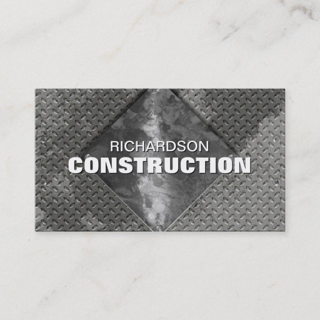 Construction Metal Business Card - Grey Silver (Front)