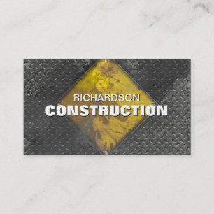 Construction Metal Business Card Rusted Grey Gold