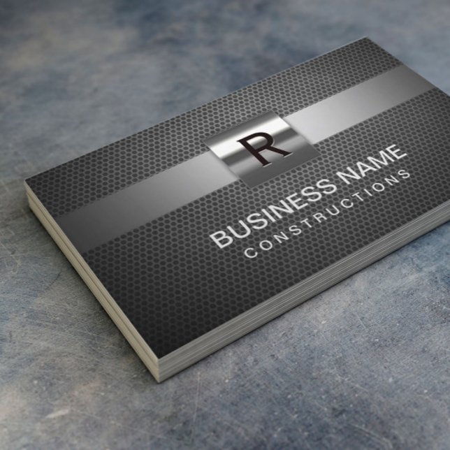 Construction Metal Monogram Professional Business Card (Creator Uploaded)