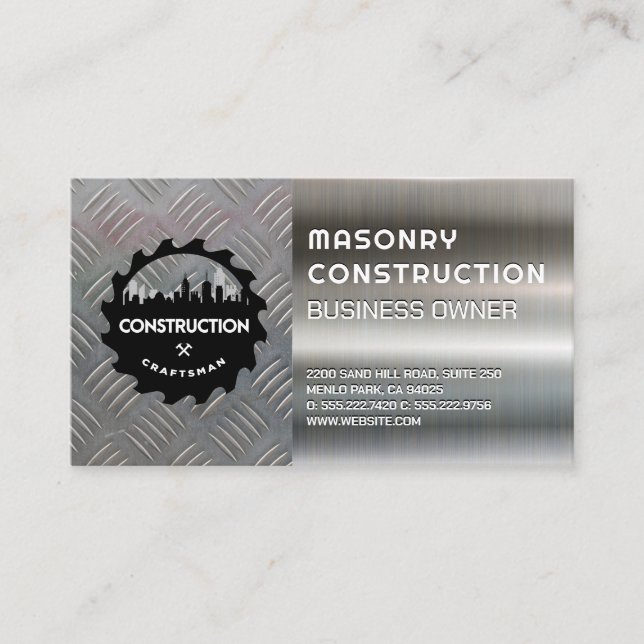 Construction | Metal | Steel Business Card (Front)