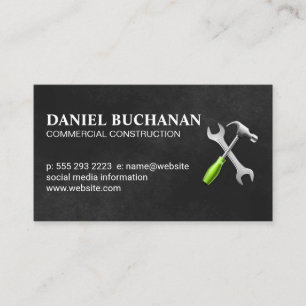 Construction Metallic Builder Contractor Business Card