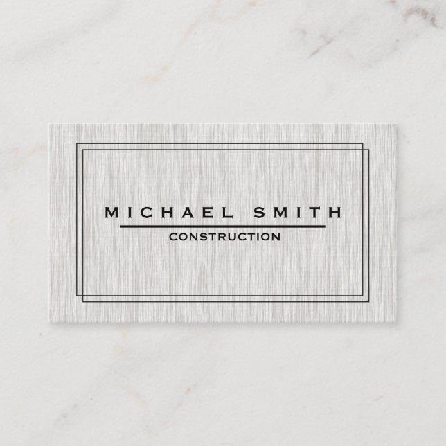 Construction Modern & Minimal Wood Texture Business Card (Front)
