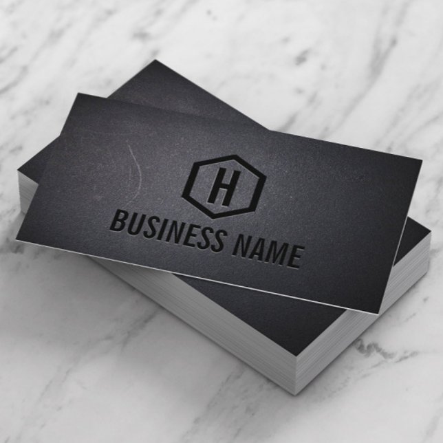Construction Monogram Modern Black Professional Business Card (Creator Uploaded)