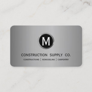Construction Monogram Silver Framed Professional Business Card