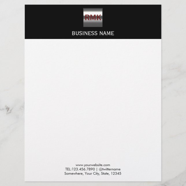 Construction Monogram Steel Metal Logo Modern Letterhead (Front)