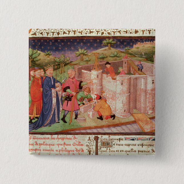 Construction of a Castle 15 Cm Square Badge (Front)