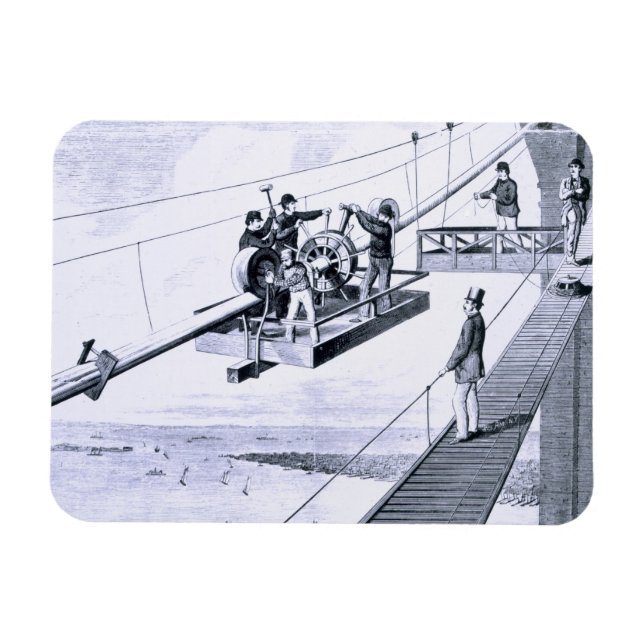 Construction of Brooklyn Bridge, New York (litho) Magnet (Horizontal)