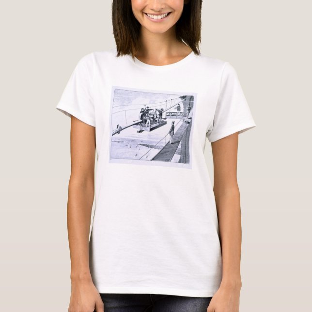 Construction of Brooklyn Bridge, New York (litho) T-Shirt (Front)