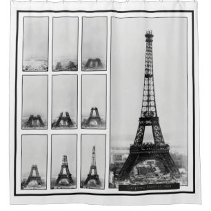 Construction of Gustav Eiffel's Tower in Paris Shower Curtain