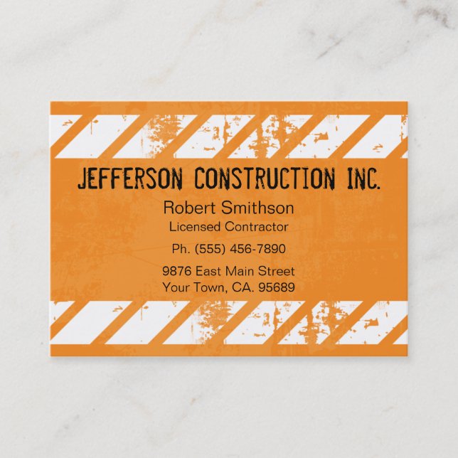 Construction Orange Large Company Business Cards (Front)