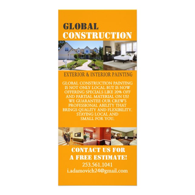 Construction Painting Interior Exterior Flyer Rack Card (Front)