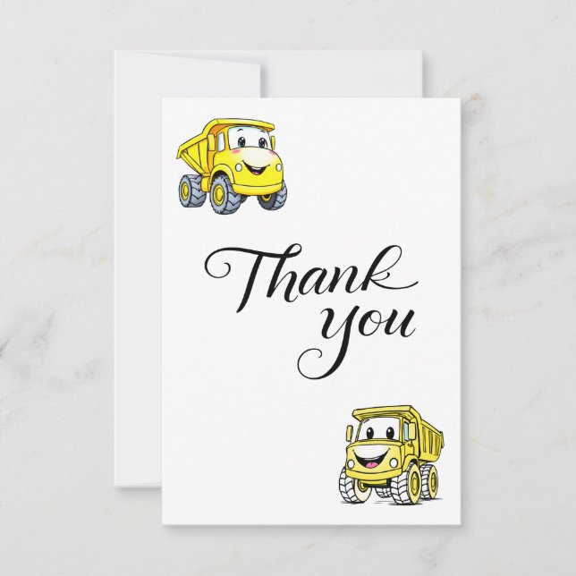 Construction Party Blank Thank You Cards (Front)