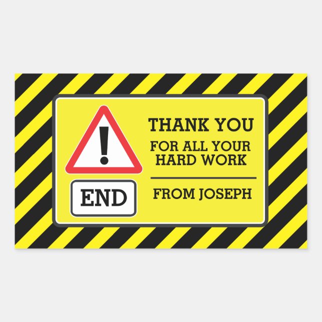 Construction party end thank you label sticker (Front)