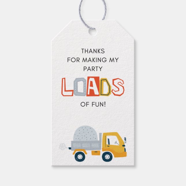 Construction Party Favour Tag (Front)