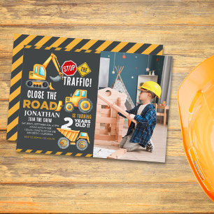 Construction Party for 2nd Birthday Boy Invitation