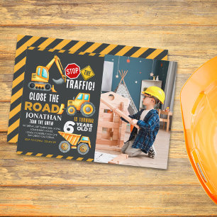 Construction Party for 6th Birthday Boy Invitation